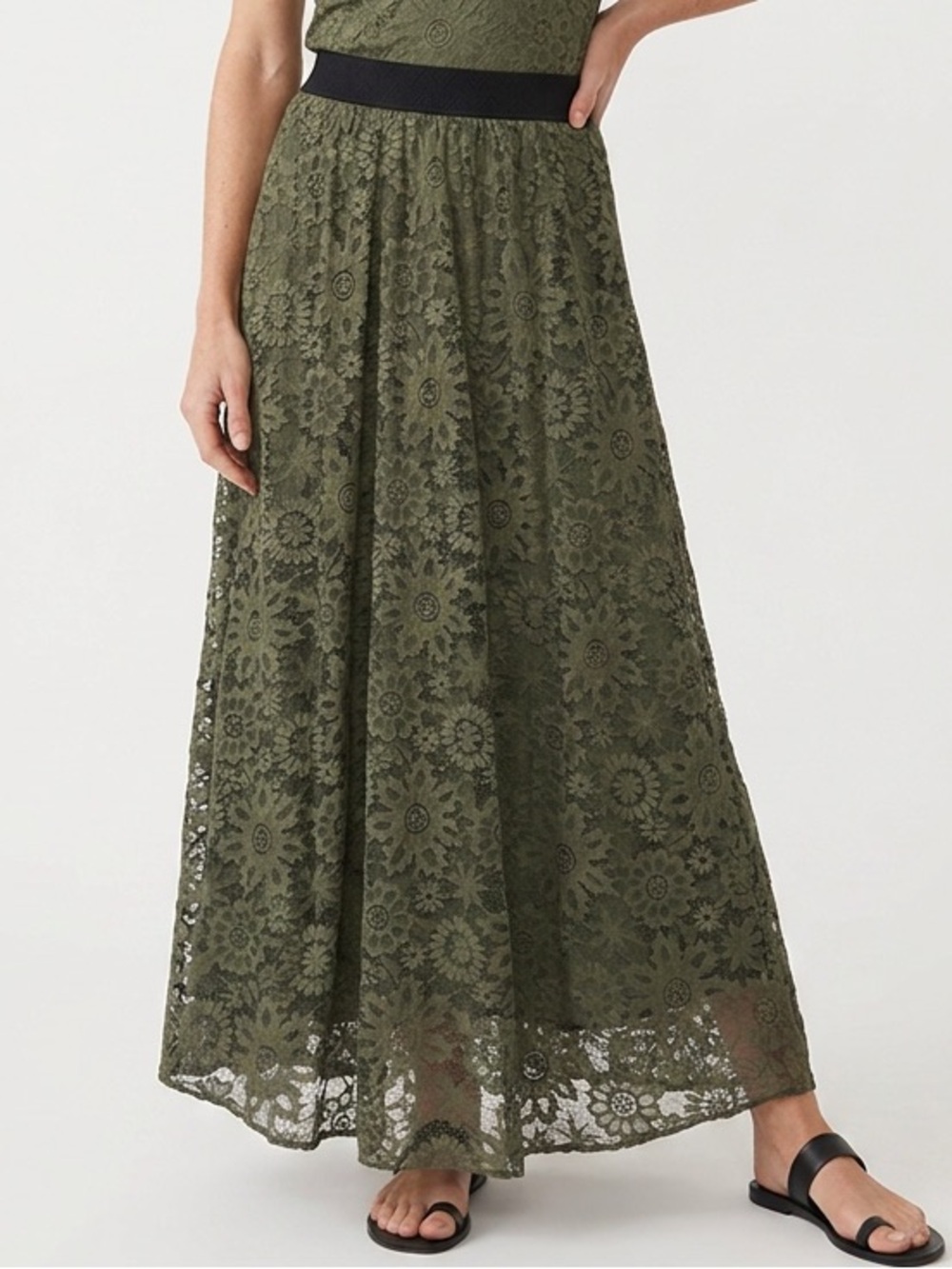 LULAROE Maxi Green Lace Skirt Sz XXS  Elastic Waist  Bohemia